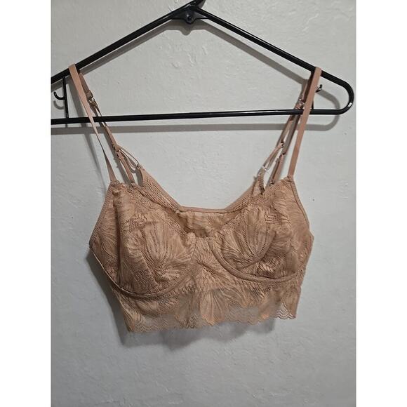 Bralette Lace Aerie Real Good Pink Black Long Line Bralette Size Small Set Of 2 - Picture 3 of 13